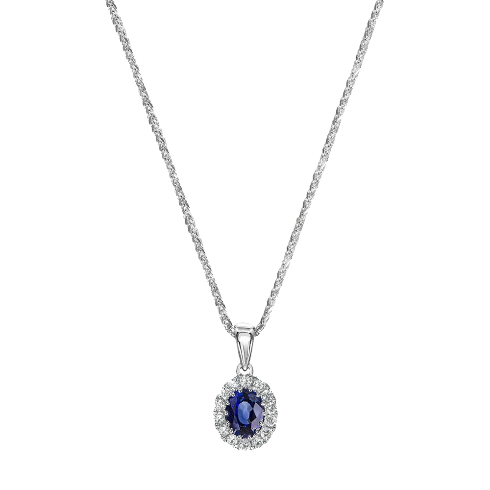0.45ct Sapphire And Diamond White Gold Necklace