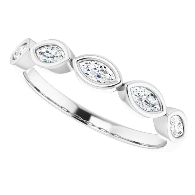 0.50 ct. Marquise Diamond Bezel Set Wedding Band