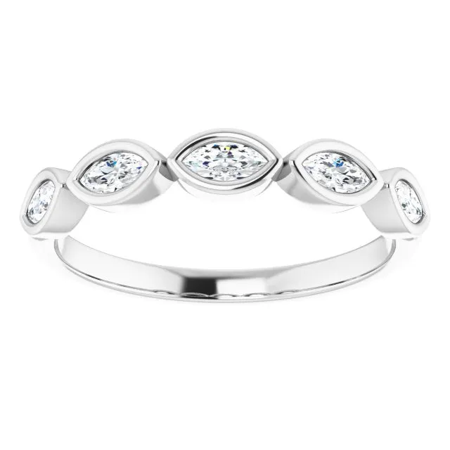 0.50 ct. Marquise Diamond Bezel Set Wedding Band