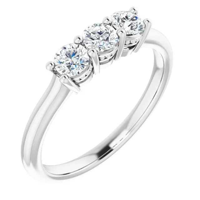 0.50 ct. Round Cut Diamond Wedding Band 3 Stone Anniversary Ring
