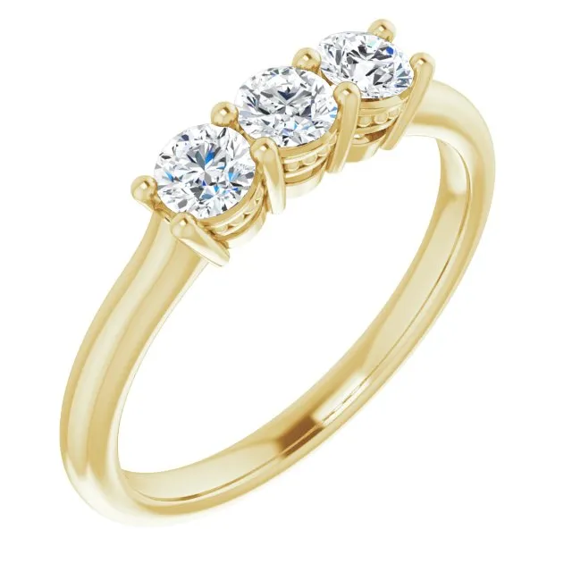 0.50 ct. Round Cut Diamond Wedding Band 3 Stone Anniversary Ring
