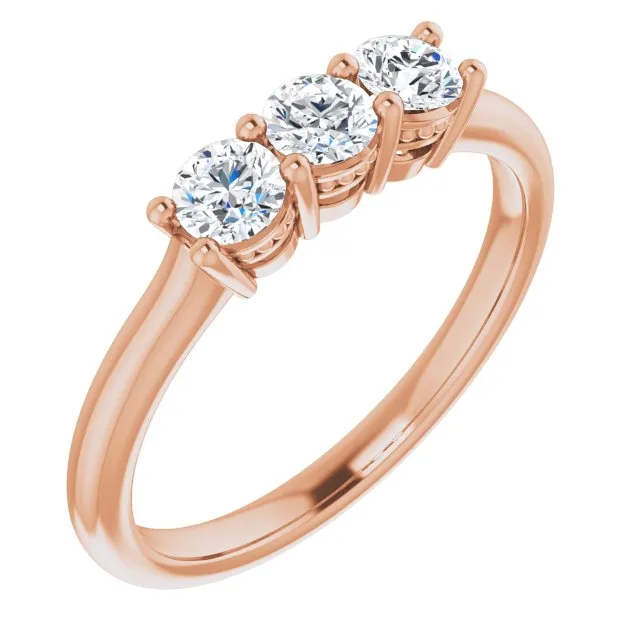 0.50 ct. Round Cut Diamond Wedding Band 3 Stone Anniversary Ring