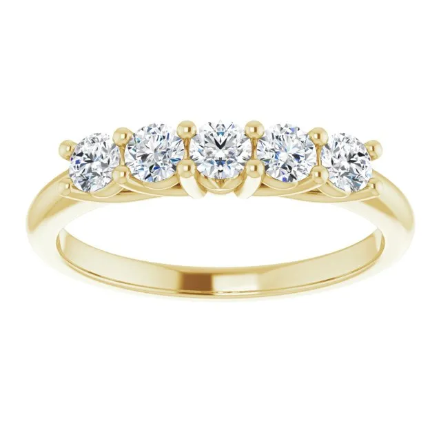 0.50 ct. Round Cut Diamond Wedding Band 5 Stone Anniversary Ring