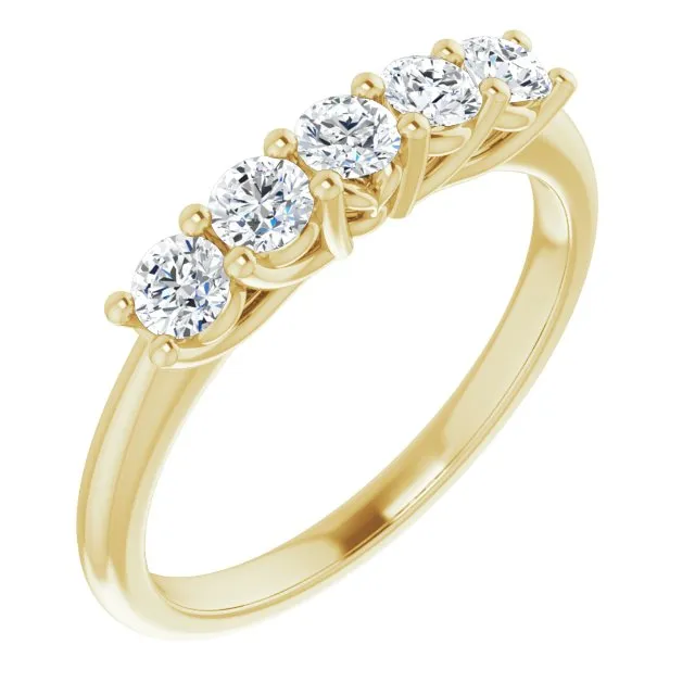 0.50 ct. Round Cut Diamond Wedding Band 5 Stone Anniversary Ring