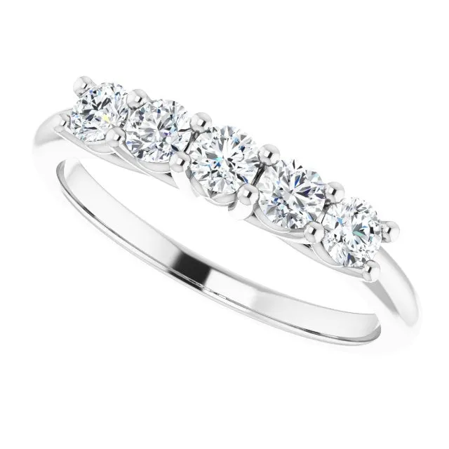 0.50 ct. Round Cut Diamond Wedding Band 5 Stone Anniversary Ring