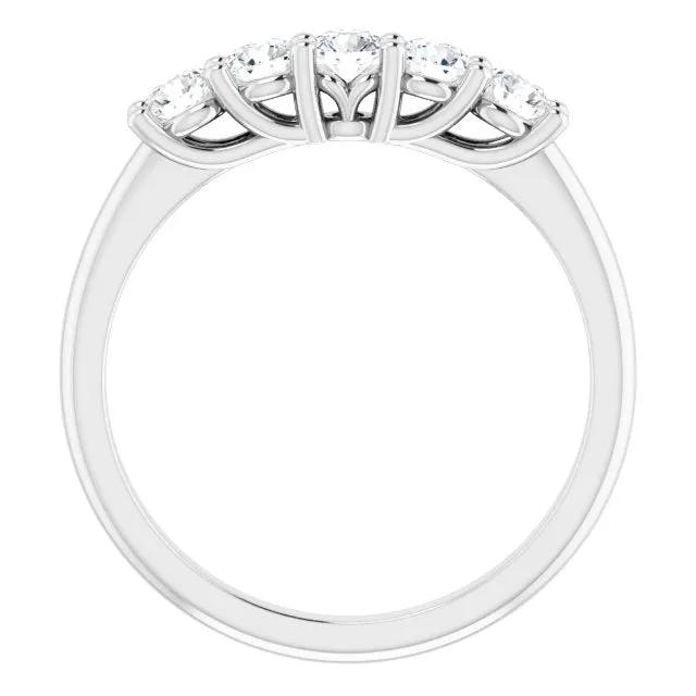 0.50 ct. Round Cut Diamond Wedding Band 5 Stone Anniversary Ring