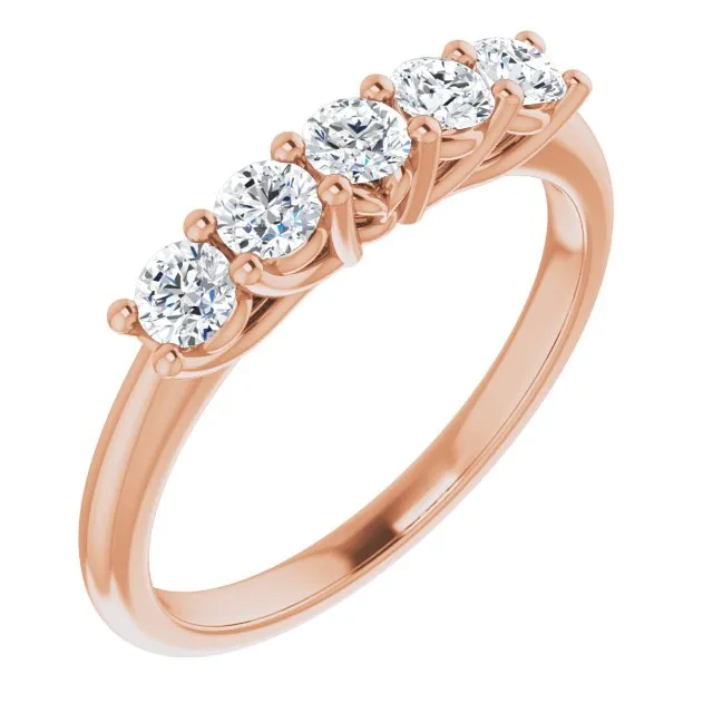 0.50 ct. Round Cut Diamond Wedding Band 5 Stone Anniversary Ring