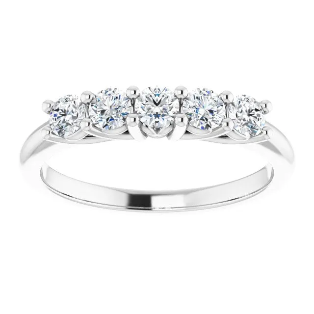 0.50 ct. Round Cut Diamond Wedding Band 5 Stone Anniversary Ring