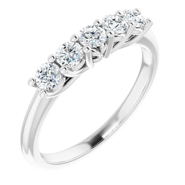0.50 ct. Round Cut Diamond Wedding Band 5 Stone Anniversary Ring