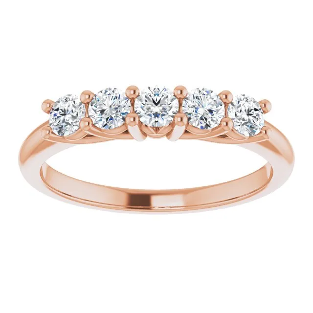 0.50 ct. Round Cut Diamond Wedding Band 5 Stone Anniversary Ring