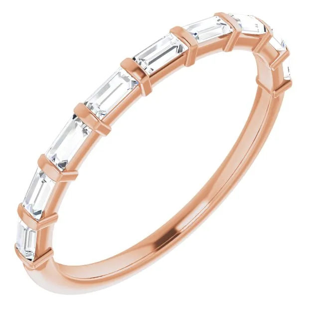 0.54 ct. Eats-West Bar Set Baguette Cut Diamond Wedding Band