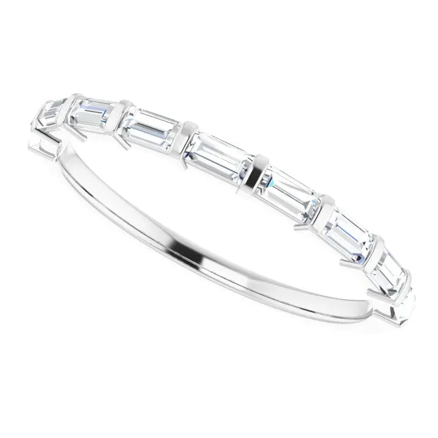 0.54 ct. Eats-West Bar Set Baguette Cut Diamond Wedding Band
