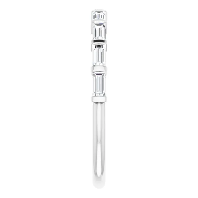 0.54 ct. Eats-West Bar Set Baguette Cut Diamond Wedding Band