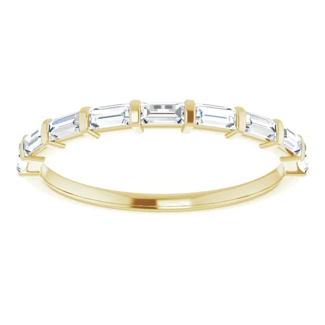 0.54 ct. Eats-West Bar Set Baguette Cut Diamond Wedding Band