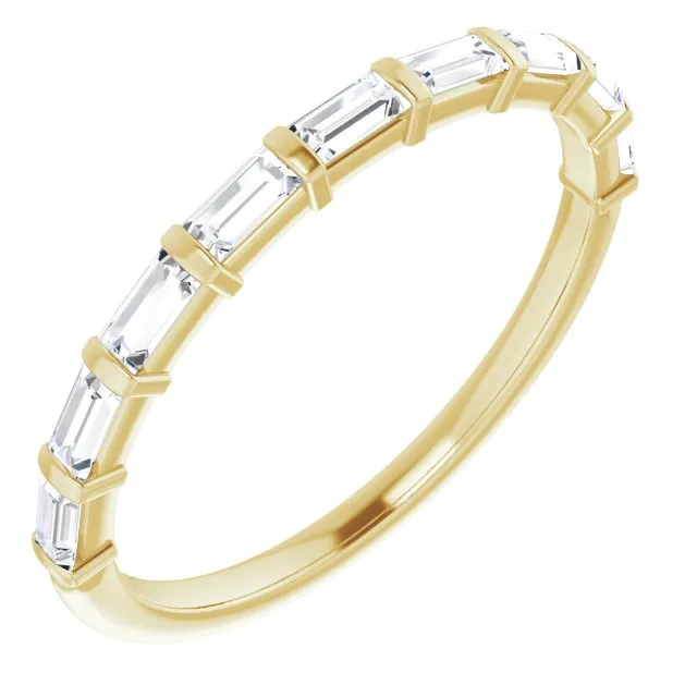 0.54 ct. Eats-West Bar Set Baguette Cut Diamond Wedding Band