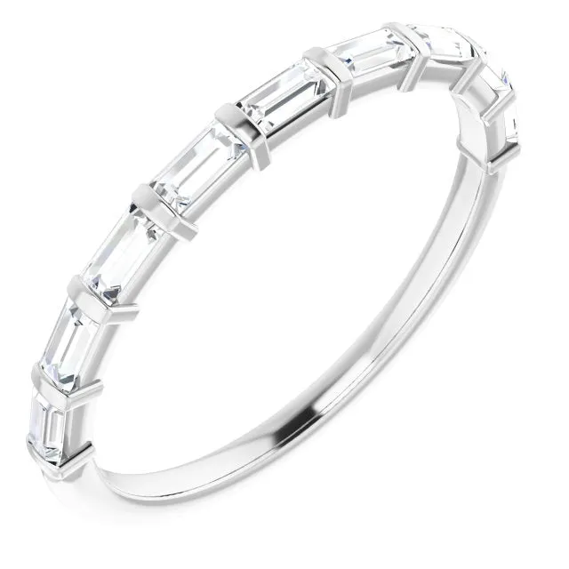 0.54 ct. Eats-West Bar Set Baguette Cut Diamond Wedding Band