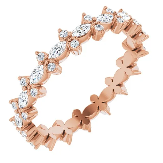 0.59 ct. Prong Set Marquise & Round Diamond Eternity Band