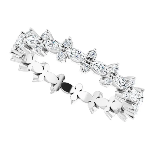 0.59 ct. Prong Set Marquise & Round Diamond Eternity Band