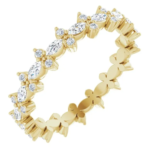 0.59 ct. Prong Set Marquise & Round Diamond Eternity Band