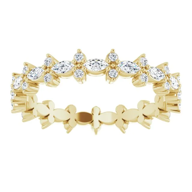 0.59 ct. Prong Set Marquise & Round Diamond Eternity Band