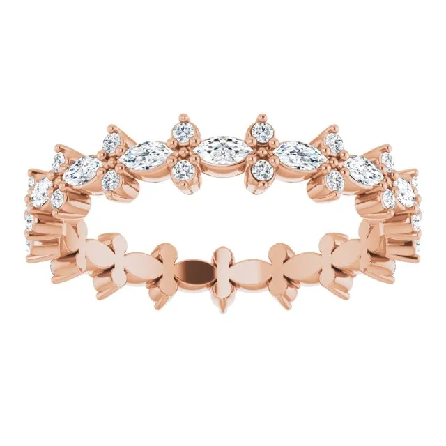0.59 ct. Prong Set Marquise & Round Diamond Eternity Band