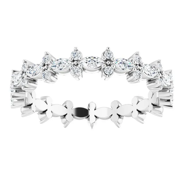 0.59 ct. Prong Set Marquise & Round Diamond Eternity Band