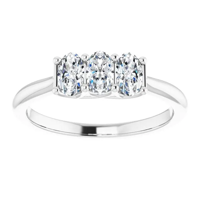 0.63 ct. Oval Cut Diamond 3 Stone Wedding Band Trellis Setting
