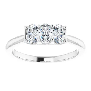 0.63 ct. Oval Cut Diamond 3 Stone Wedding Band Trellis Setting