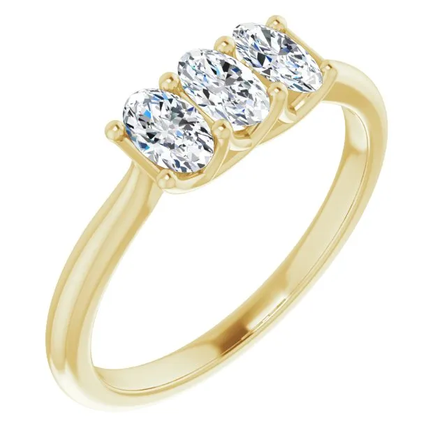 0.63 ct. Oval Cut Diamond 3 Stone Wedding Band Trellis Setting