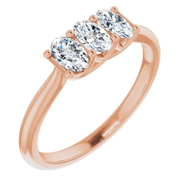 0.63 ct. Oval Cut Diamond 3 Stone Wedding Band Trellis Setting