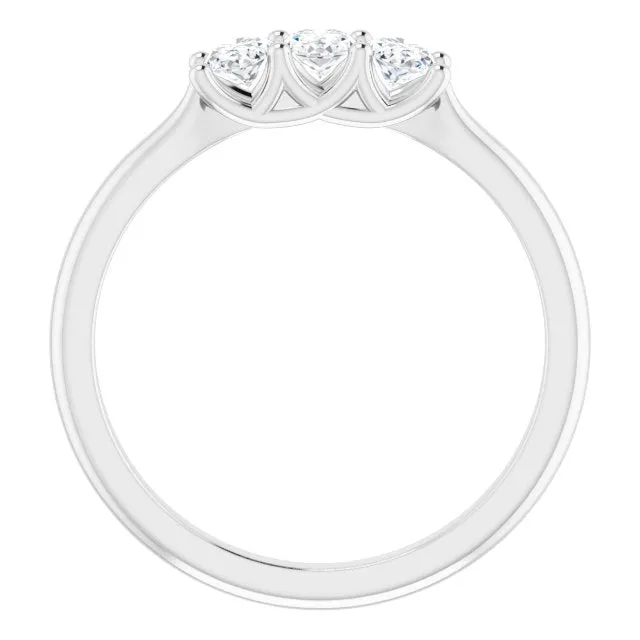 0.63 ct. Oval Cut Diamond 3 Stone Wedding Band Trellis Setting