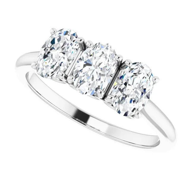 0.63 ct. Oval Cut Diamond 3 Stone Wedding Band