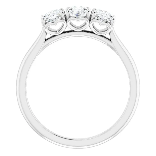 0.63 ct. Oval Cut Diamond 3 Stone Wedding Band