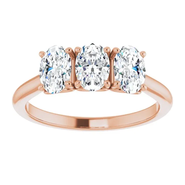 0.63 ct. Oval Cut Diamond 3 Stone Wedding Band