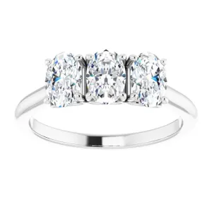 0.63 ct. Oval Cut Diamond 3 Stone Wedding Band