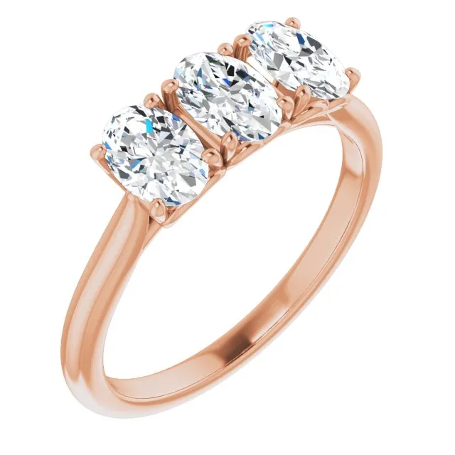 0.63 ct. Oval Cut Diamond 3 Stone Wedding Band