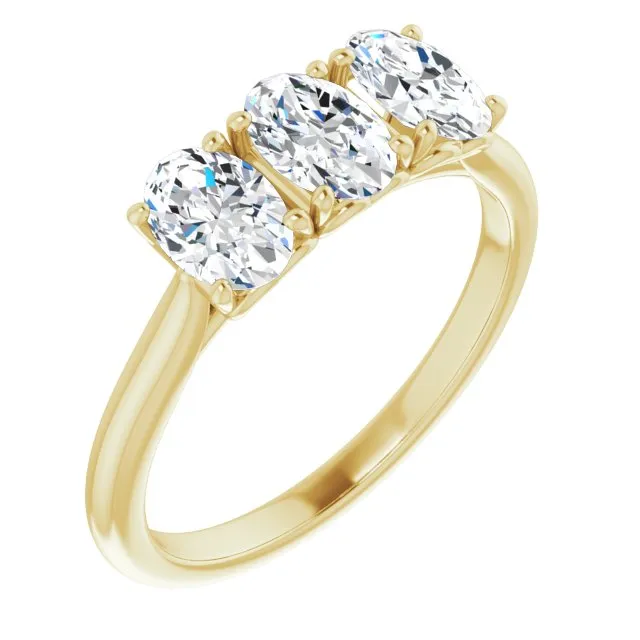 0.63 ct. Oval Cut Diamond 3 Stone Wedding Band