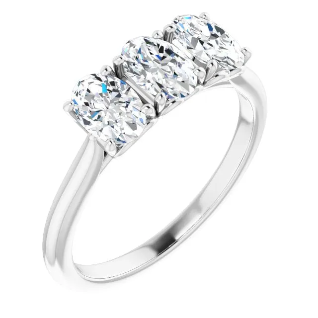 0.63 ct. Oval Cut Diamond 3 Stone Wedding Band