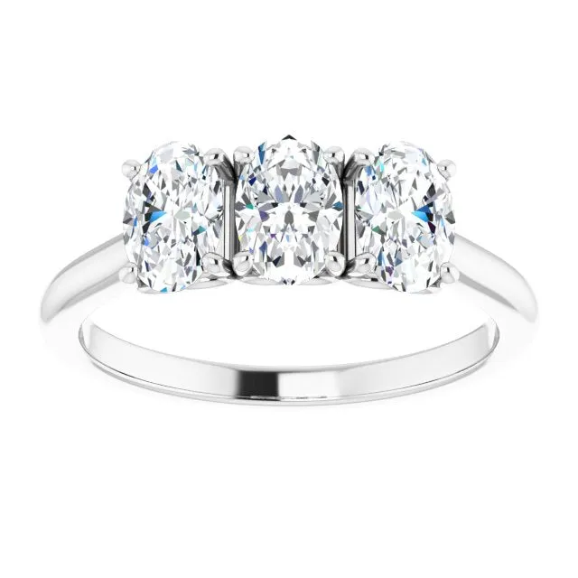 0.63 ct. Oval Cut Diamond 3 Stone Wedding Band