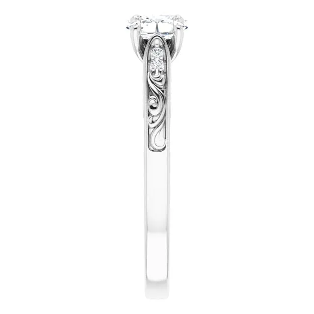 0.65 ct. Oval & Round Cut Diamond Filigree Accent Wedding Band