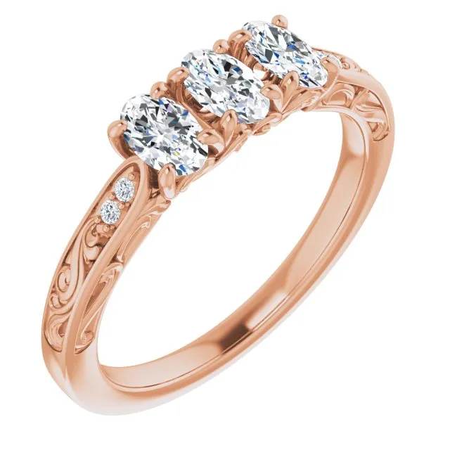 0.65 ct. Oval & Round Cut Diamond Filigree Accent Wedding Band