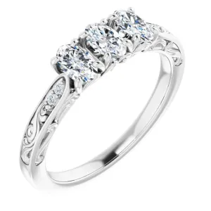 0.65 ct. Oval & Round Cut Diamond Filigree Accent Wedding Band