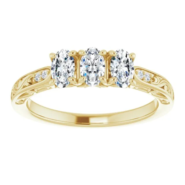 0.65 ct. Oval & Round Cut Diamond Filigree Accent Wedding Band