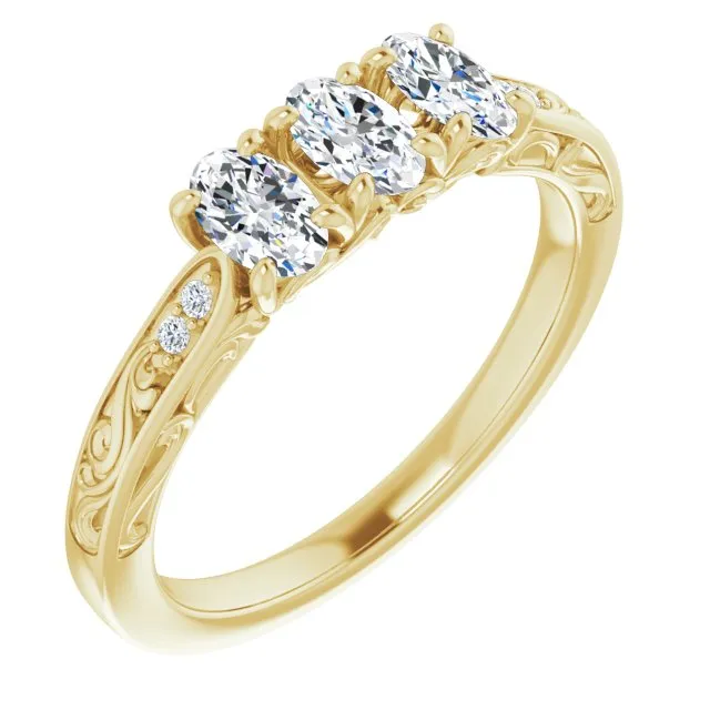 0.65 ct. Oval & Round Cut Diamond Filigree Accent Wedding Band
