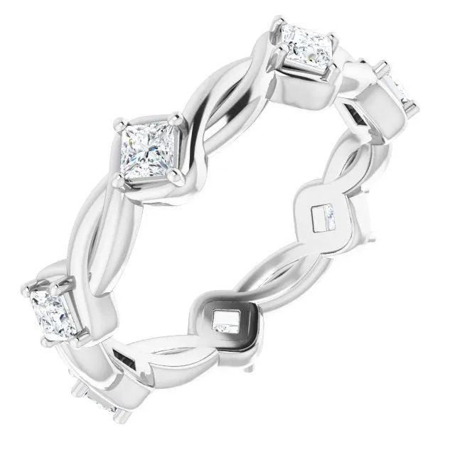 0.70 ct.  Princess Diamond Eternity Band Rope Design Ring