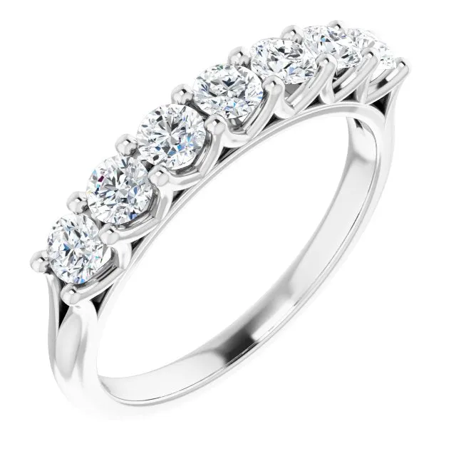 0.75 ct. Round Cut Diamond Shared Prong Wedding Band 7 Stone Anniversary Ring