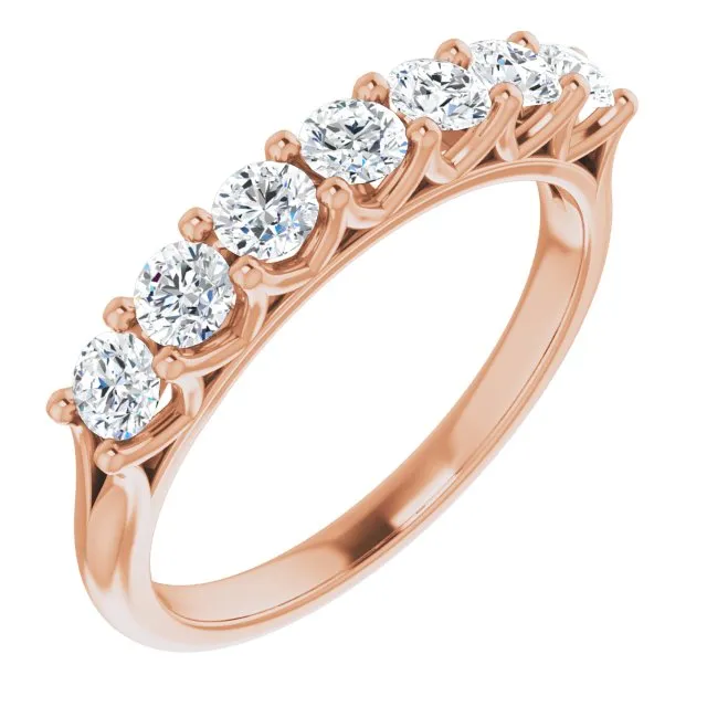 0.75 ct. Round Cut Diamond Shared Prong Wedding Band 7 Stone Anniversary Ring