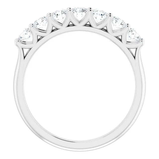 0.75 ct. Round Cut Diamond Shared Prong Wedding Band 7 Stone Anniversary Ring