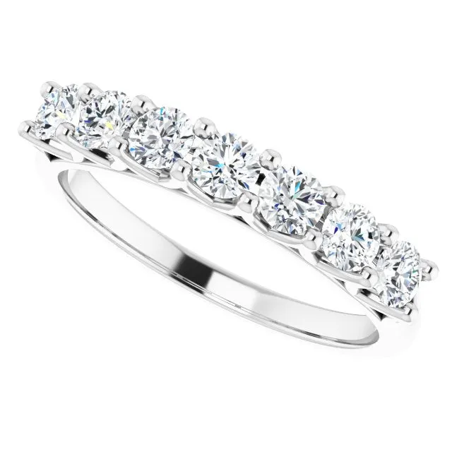 0.75 ct. Round Cut Diamond Shared Prong Wedding Band 7 Stone Anniversary Ring