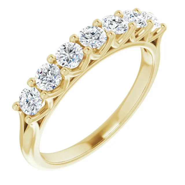 0.75 ct. Round Cut Diamond Shared Prong Wedding Band 7 Stone Anniversary Ring